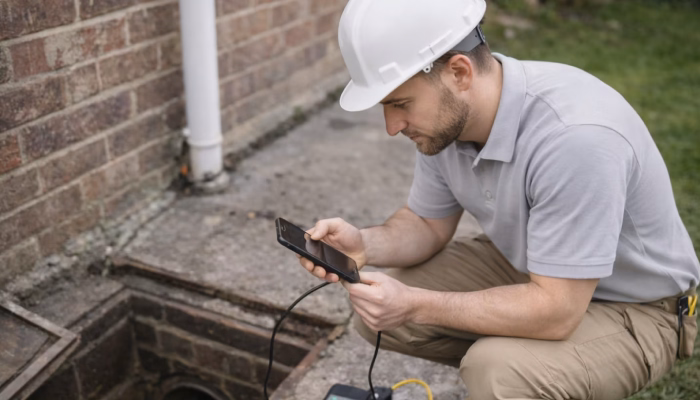 Clearing grease trap and interceptor chamber